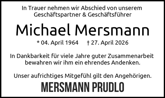 Michael Mersmann Traueranzeige